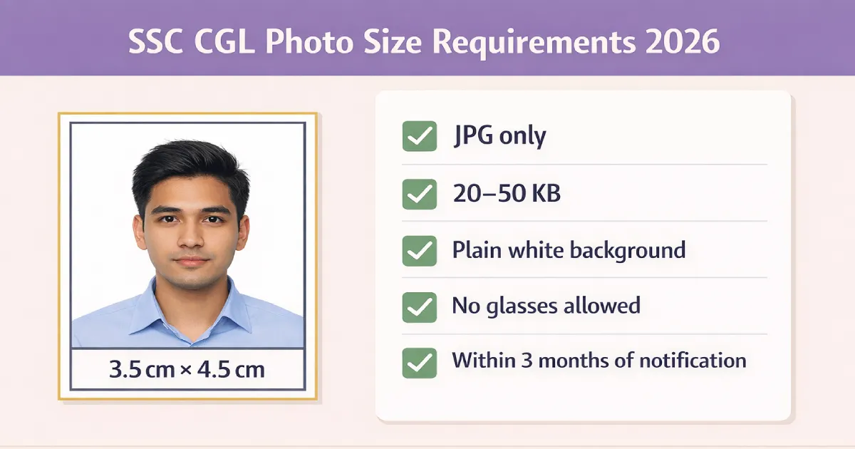 SSC CGL Photo Size 2026 — Specs & Rejections